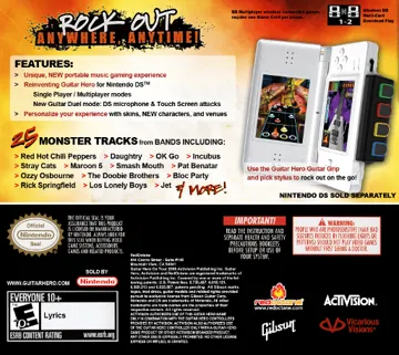 Guitar Hero - On Tour (Japan) box cover back